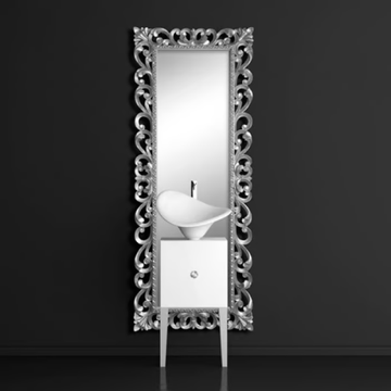 MONNALISA PRESTIGE FLOWER WHITE - Single wooden vanity unit with mirror by Glass Design - view 3
